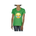 thumbnail image 1 of MmF - Women's T-Shirt V-Neck Short Sleeve, up to Women Size 3XL - Emoji with Sunglasses, 1 of 5