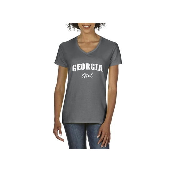 MmF - Women's T-Shirt V-Neck Short Sleeve, up to Women Size 3XL - Georgia Girl