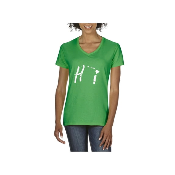 MmF - Women's T-Shirt V-Neck Short Sleeve, up to Women Size 3XL - Hawaii