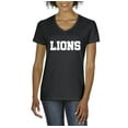 thumbnail image 1 of MmF - Women's T-Shirt V-Neck Short Sleeve, up to Women Size 3XL - Lions, 1 of 5