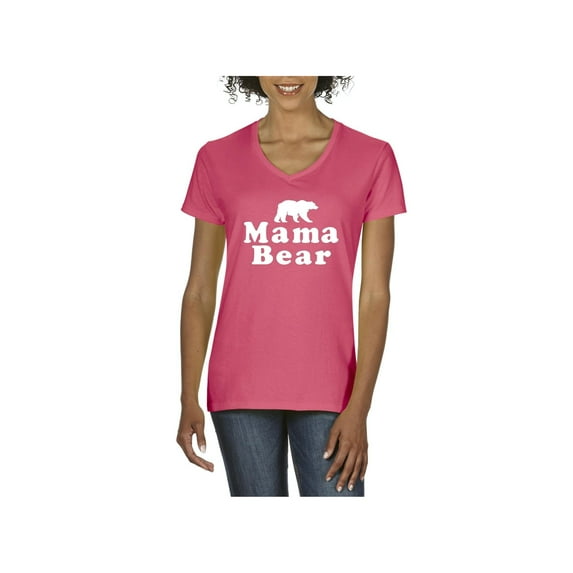 MmF - Women's T-Shirt V-Neck Short Sleeve, up to Women Size 3XL - Mama Bear