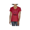 thumbnail image 1 of MmF - Women's T-Shirt V-Neck Short Sleeve, up to Women Size 3XL - Meow Cute Cat Kitty, 1 of 5