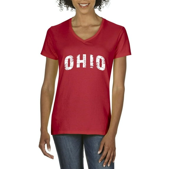 MmF - Women's T-Shirt V-Neck Short Sleeve, up to Women Size 3XL - Ohio