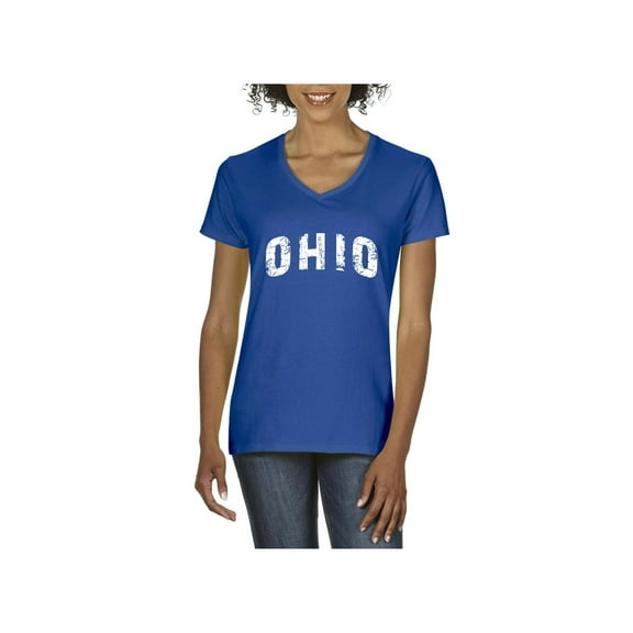 MmF - Women's T-Shirt V-Neck Short Sleeve, up to Women Size 3XL - Ohio