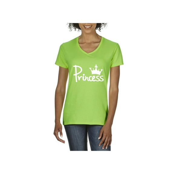 MmF - Women's T-Shirt V-Neck Short Sleeve, up to Women Size 3XL - Princess Crown