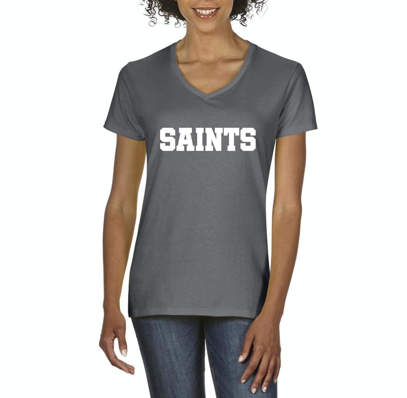 MmF Women s T Shirt V Neck Short Sleeve up to Women Size 3XL Saints