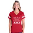 thumbnail image 1 of MmF - Womens Football Fine Jersey T-shirts - Christmas Kitten Meowy, 1 of 5