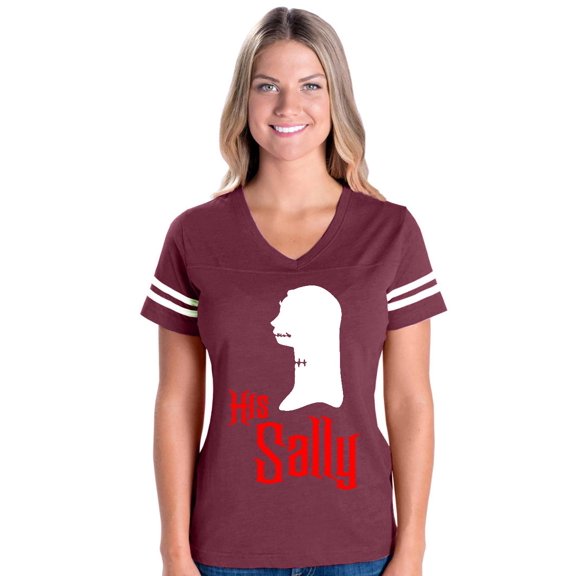 MmF - Womens Football Fine Jersey T-shirts - Halloween Her Jack Matching Halloween Couple