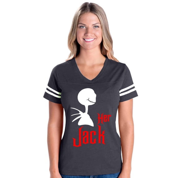 MmF - Womens Football Fine Jersey T-shirts - Halloween His Sally Matching Halloween Couple