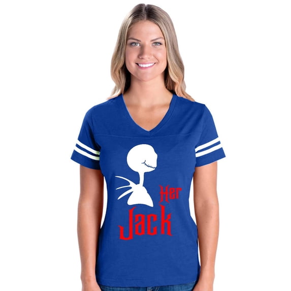 MmF - Womens Football Fine Jersey T-shirts - Halloween His Sally Matching Halloween Couple