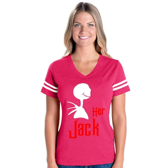 MmF - Womens Football Fine Jersey T-shirts - Halloween His Sally Matching Halloween Couple