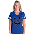 thumbnail image 1 of MmF - Womens Football Fine Jersey T-shirts - Halloween Jack O' Lantern Pumpkin Face, 1 of 5