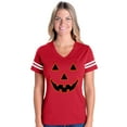 thumbnail image 1 of MmF - Womens Football Fine Jersey T-shirts - Halloween Jack O' Lantern Pumpkin Face, 1 of 5