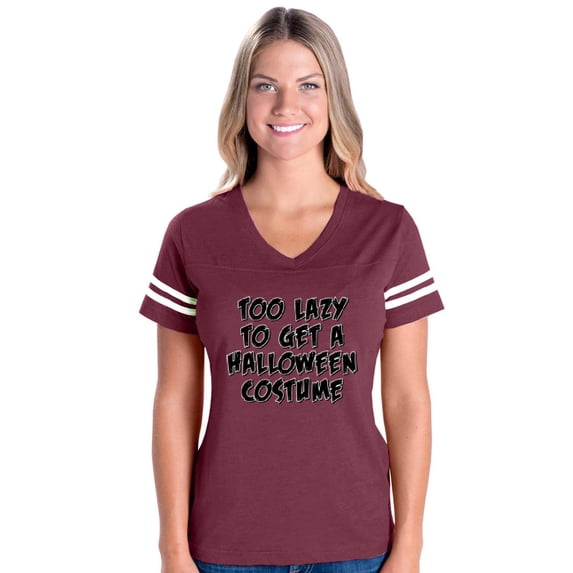 MmF - Womens Football Fine Jersey T-shirts - Halloween Too Lazy To Get a Halloween Costume