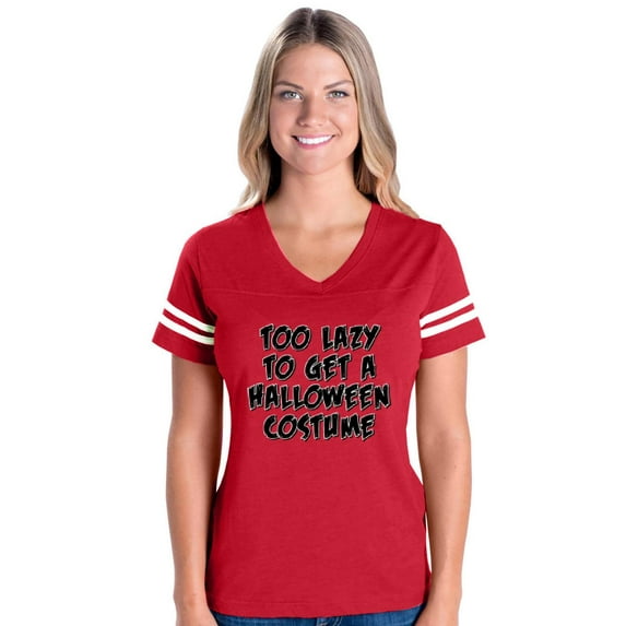 MmF - Womens Football Fine Jersey T-shirts - Halloween Too Lazy To Get a Halloween Costume