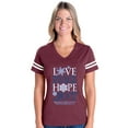 thumbnail image 1 of MmF - Womens Football Fine Jersey T-shirts - PEACE HOPE LOVE JOY, 1 of 5