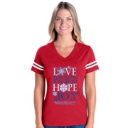 MmF - Womens Football Fine Jersey T-shirts - PEACE HOPE LOVE JOY