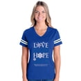 thumbnail image 1 of MmF - Womens Football Fine Jersey T-shirts - PEACE HOPE LOVE JOY, 1 of 5