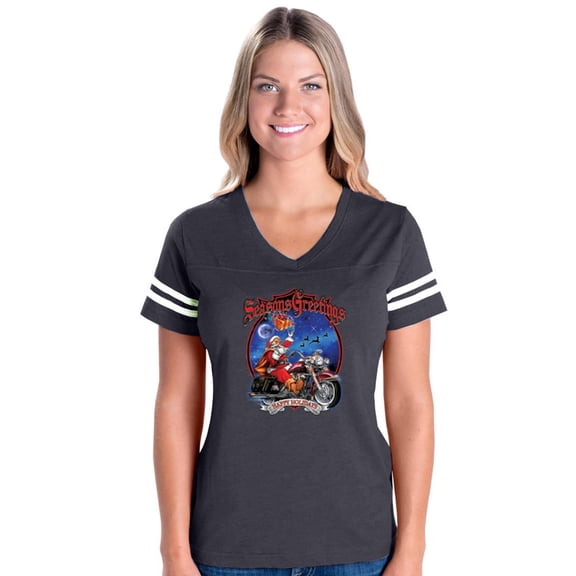 MmF - Womens Football Fine Jersey T-shirts - SEASONS GREETINGS HAPPY HOLIDAYS