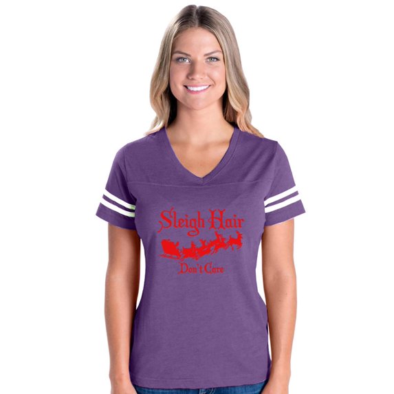 MmF - Womens Football Fine Jersey T-shirts - SLEIGH HAIR DON'T CARE