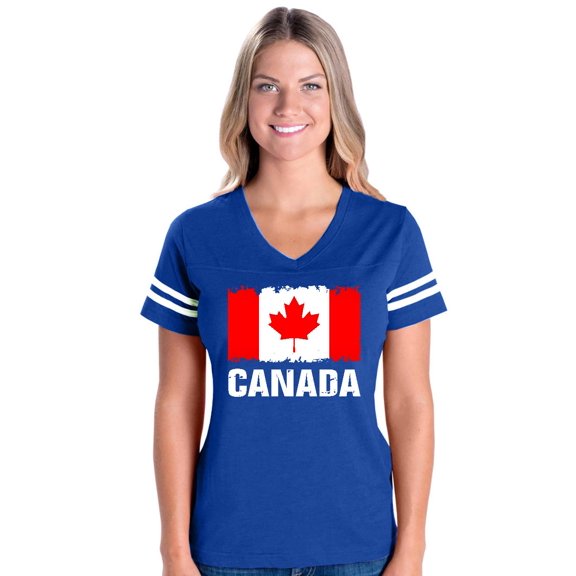 MmF - Womens Football Fine Jersey T-shirts, up to Size 3XL - Canada Flag