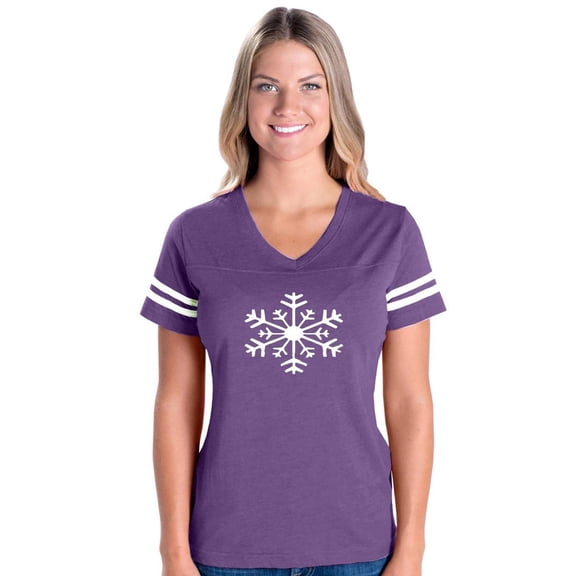 MmF - Womens Football Fine Jersey T-shirts, up to Size 3XL - Christmas Snowflake