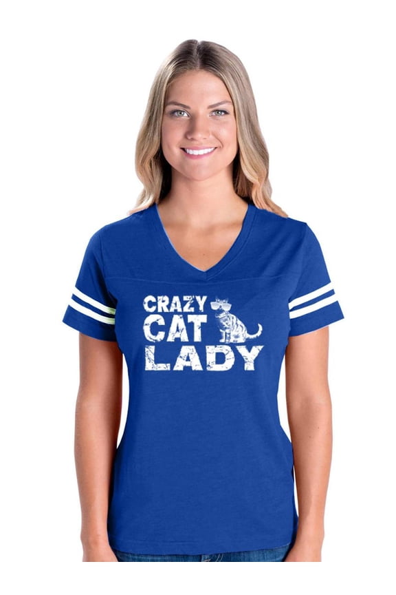 MmF - Womens Football Fine Jersey T-shirts, up to Size 3XL - Crazy Cat Lady