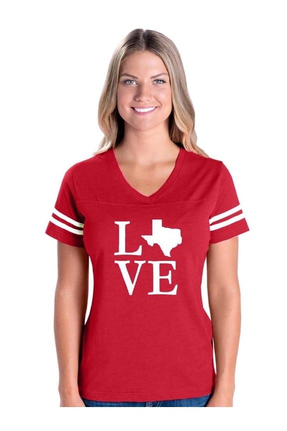 MmF - Womens Football Fine Jersey T-shirts, up to Size 3XL - Texas Flag
