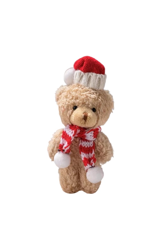 Christmas Mini Stuffed Bears Bulk Small Stuffed Animals Keychain Plush Bear with Scarf Hat Tiny Doll for Birthday Christmas Party Decorations Craft