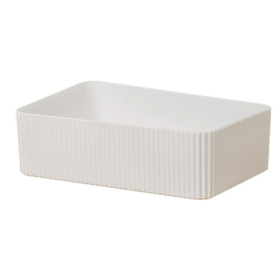 Mmeneyy Desktop Plastic Storage Box, Durable Ribbed Space Saving Organizer for Remote Control Cosmetics