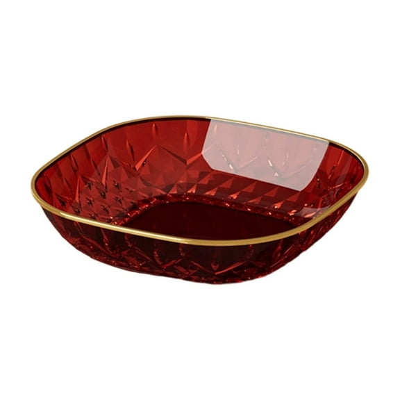 Mmeneyy Dinner Plates, Stackable Clear Textured Gold Trimmed Serving Tray for Fruit Snack Dessert