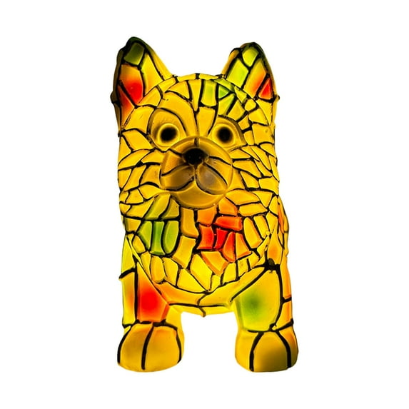 Mmeneyy Dog Series Art Night Light, Corgi Lamp, Stained Resin Tabletop Night Light, Cute Pet Dog Themed LED Table Lamp, Vintage Animal Home Decor, Fun Gifts