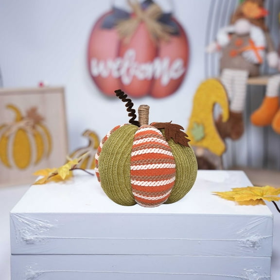 Mmeneyy Fall Mini Knit Pumpkins Decor Orange Yellow Green Knit Pumpkins Leaves Hand Knitted Fall Decorations for Thanksgiving Harvest Friend Birthday Home Decor Gift