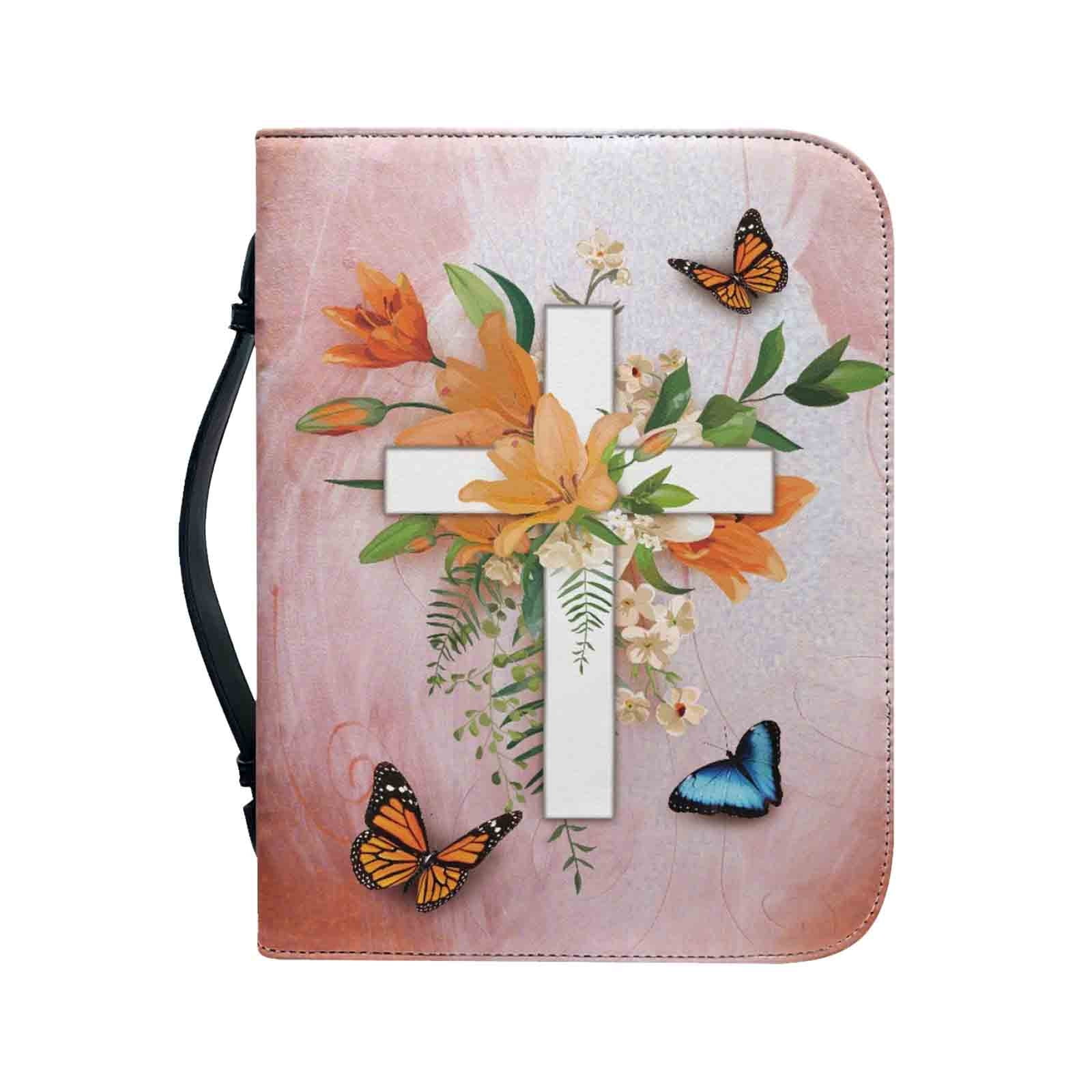 Mmeneyy Floral Bible Cover Bible Case Leather Bible Cover Study Bible ...