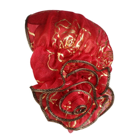 Mmeneyy Flower Stretch Pleasted Cap Muslim Pre Tied Headwrap Beanie Velvet Twist Headscarf Women Hat Turbans Bonnet