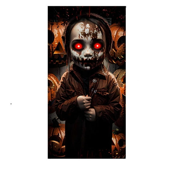 Mmeneyy Halloween Door Cover Party Decoration Outdoor Horror Door Cover Curtain Halloween Curtain Decoration