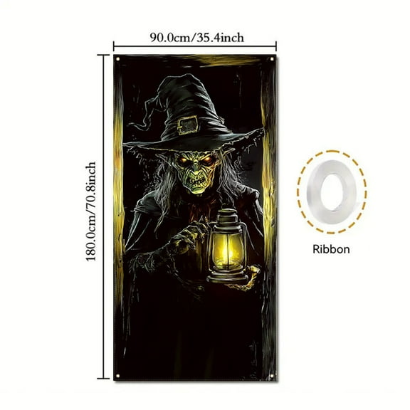 Mmeneyy Halloween Window Door Covers Set Halloween Scary Window Curtain and Door Cover Spooky Silhouette Props Poster for House Decor