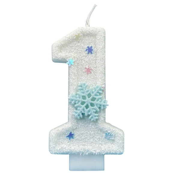 Mmeneyy Ice And Snow Digital Candles Snowflake Cake Labels Children's Birthday Decorations Themed Birthday Cakes Paper Cupcakes Boys And Girls' Birthday Supplies 0-9