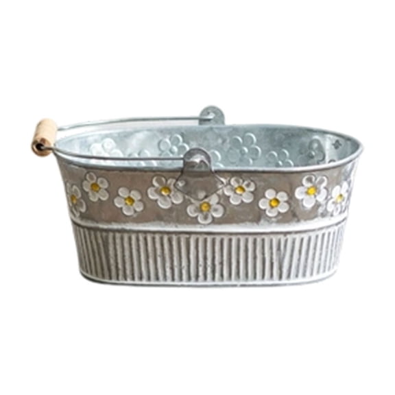 Mmeneyy Metal Daisy Embossed Planter, Rustic Watering Can Shaped Flower Pot for Indoor Outdoor Garden Kitchen Patio