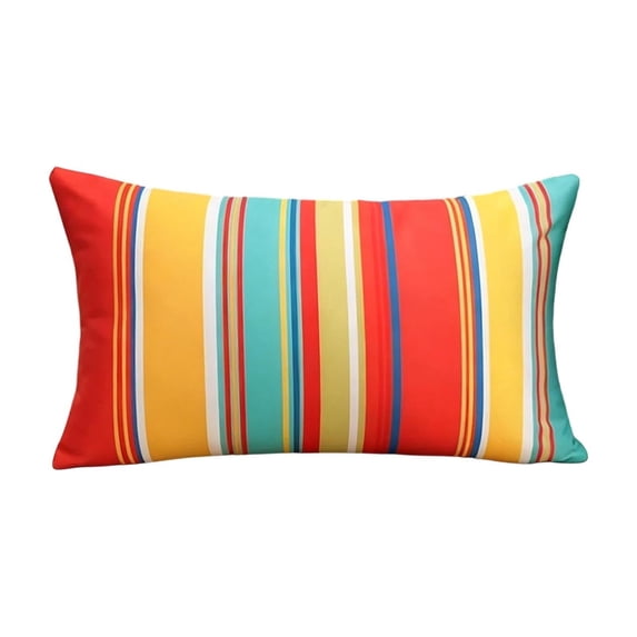 Mmeneyy Outdoor Waterproof Throw Pillow Covers, Striped Color Block Double Sided Rectangle Pillowcase for Patio Sofa Beach Pool