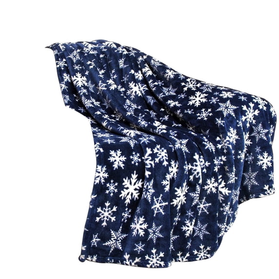 Mmeneyy Snowflake Print Fleece Blanket, Lightweight Soft Warm Comfy Christmas Throw Blanket for Sofa Couch Bed, All Season