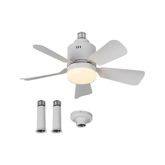 Mmeneyy Socket Fan Light With Remote 3 Colors 3000K-6500K Dimmable LED Light Bulb Fan For E26/E27 Base Small Ceiling Fan With Socket ExtenderScrew In Small Ceiling Fan