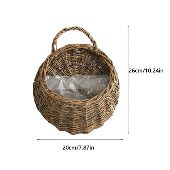 Mmeneyy Woven Hanging Basket Storage Basket Flower Pot Hanging Wall Basket
