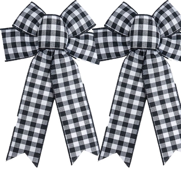 Mmeneyy Xmas Decorations, Red Black Buffalo Plaid Large Christmas Bows, Christmas Tree Bow Large Red Christmas Bows Indoor Outdoor Xmas Hanging Christmas Wreath Bows for Fence Fireplace