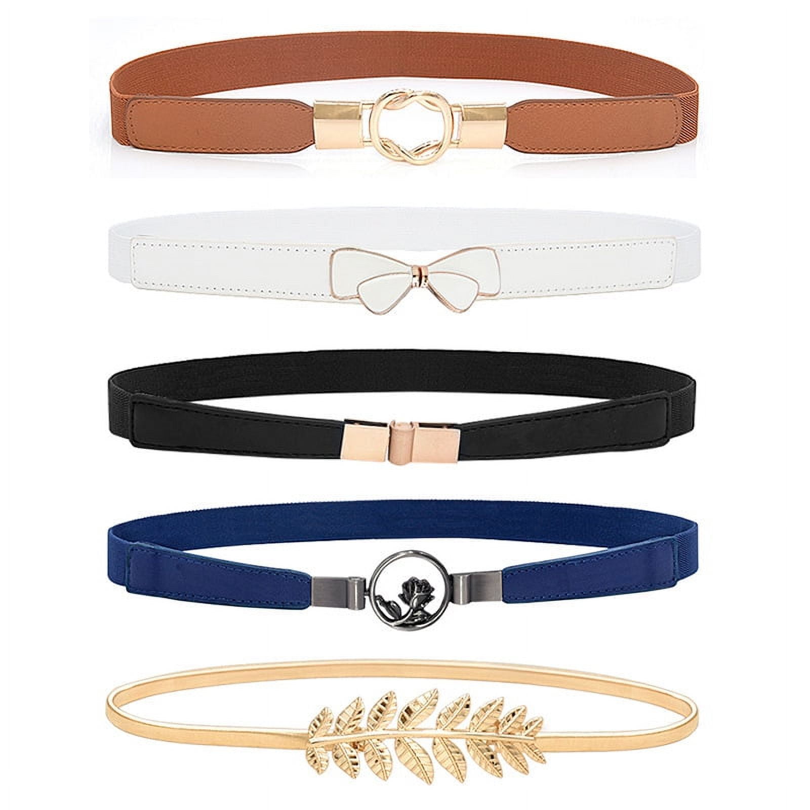 5 Pack of Fashion Stretchy Skinny Belts for Women, Plus Size 