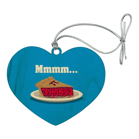 Mmm Pi Pie Math Funny Heart Love Wood Christmas Tree Holiday Ornament