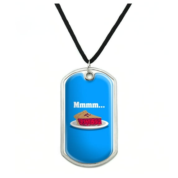 Mmm Pi Pie Math Funny Military Dog Tag Pendant Necklace with Cord