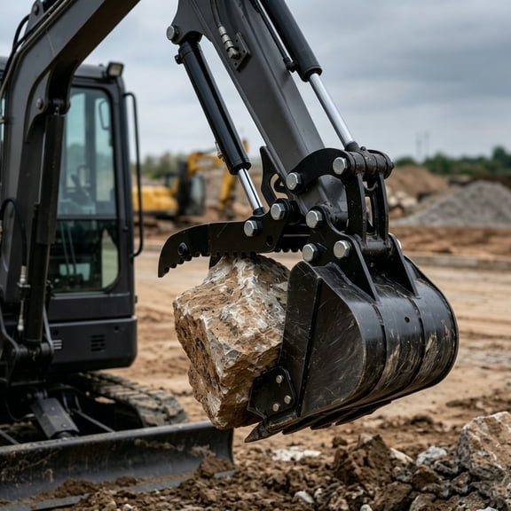 Mn Steel Hydraulic Thumb for Mini Excavators, 3 Ton Excavator Attachment with 2x M14 Hoses & Screws, Fits Most Small Diggers Under 3 Tons for Picking Up Logs, Debris & Rocks