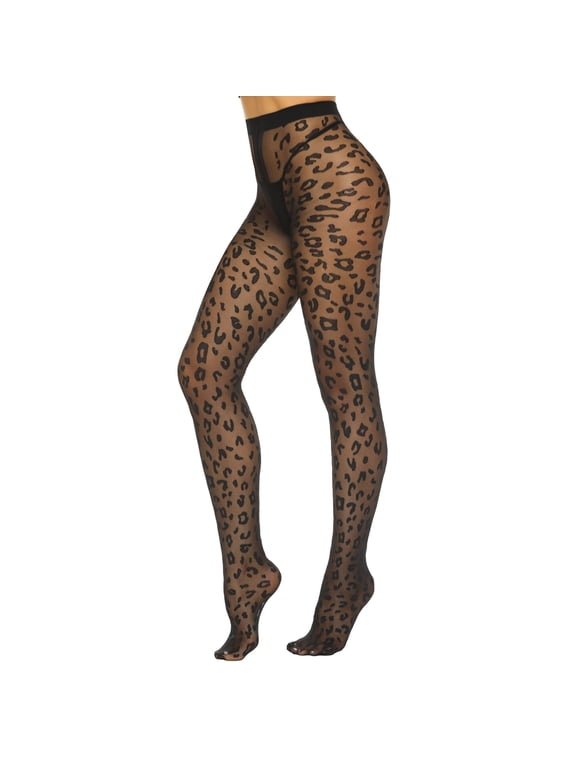 Leopard Tights for Women Patterned Stockings 20D Sheer High Waist Pantyhose