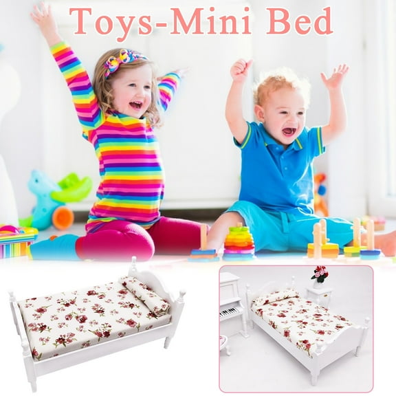 Mnhhatv 1:12 Doll House Furniture - White Small Bed for Dollhouses, Fits 1/12 Scale Baby Dolls, Perfect for Home Décor and Play, Enhances Imaginative Play, Ideal for Decorating Dollhouses